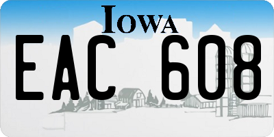 IA license plate EAC608