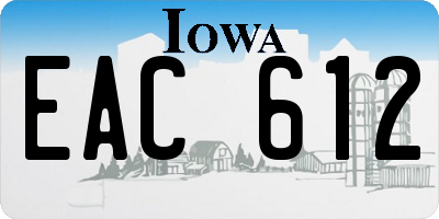 IA license plate EAC612