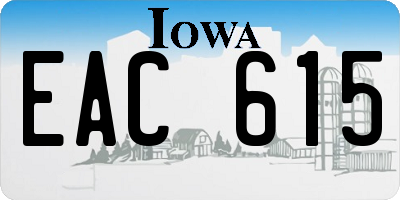 IA license plate EAC615