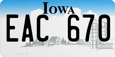 IA license plate EAC670