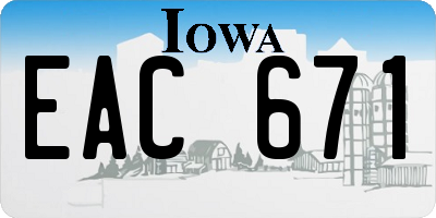 IA license plate EAC671