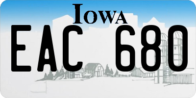 IA license plate EAC680