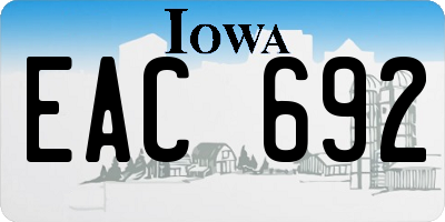 IA license plate EAC692