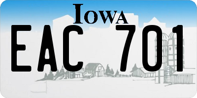 IA license plate EAC701