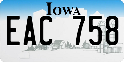 IA license plate EAC758