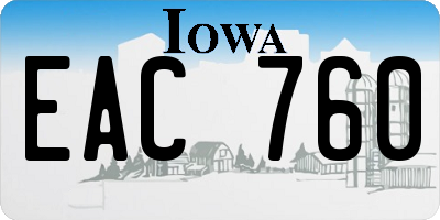 IA license plate EAC760