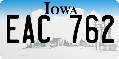 IA license plate EAC762