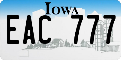 IA license plate EAC777