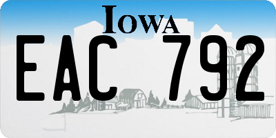 IA license plate EAC792