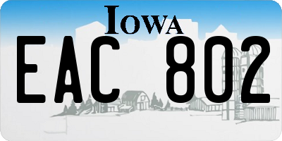 IA license plate EAC802