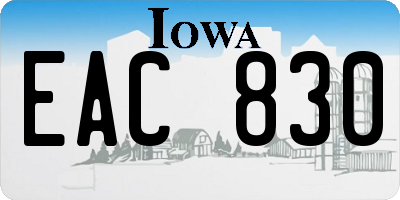 IA license plate EAC830