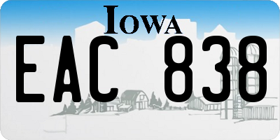 IA license plate EAC838