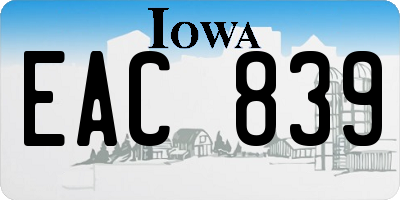 IA license plate EAC839