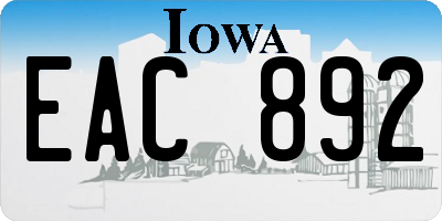 IA license plate EAC892