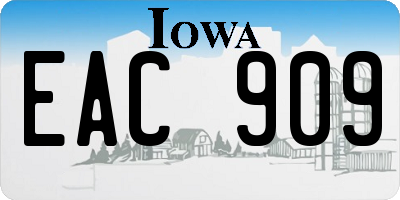 IA license plate EAC909