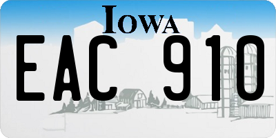 IA license plate EAC910