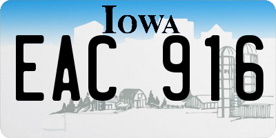 IA license plate EAC916