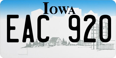 IA license plate EAC920