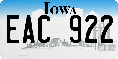 IA license plate EAC922