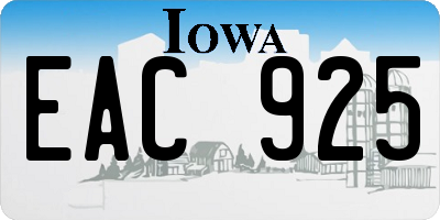 IA license plate EAC925