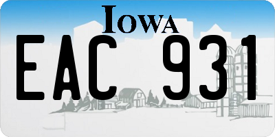 IA license plate EAC931