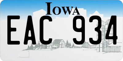 IA license plate EAC934