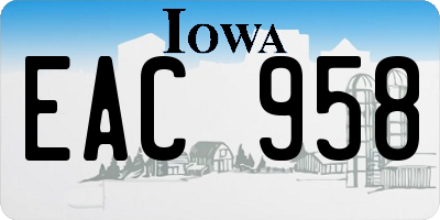 IA license plate EAC958