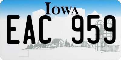 IA license plate EAC959