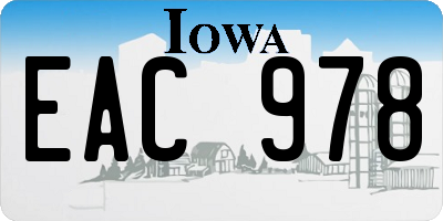 IA license plate EAC978