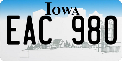 IA license plate EAC980