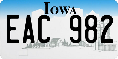 IA license plate EAC982