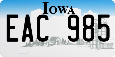 IA license plate EAC985