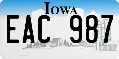 IA license plate EAC987