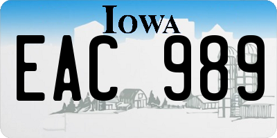 IA license plate EAC989