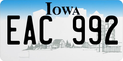 IA license plate EAC992