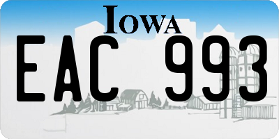 IA license plate EAC993