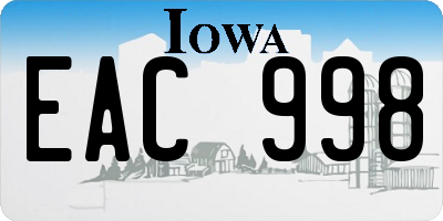 IA license plate EAC998