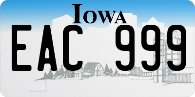 IA license plate EAC999