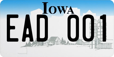 IA license plate EAD001