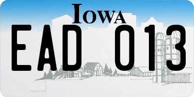 IA license plate EAD013