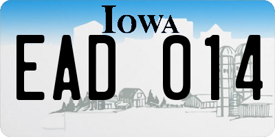 IA license plate EAD014