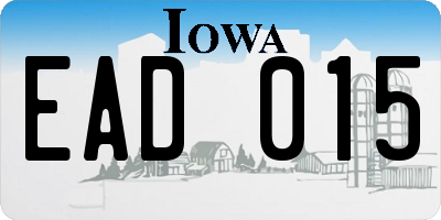 IA license plate EAD015