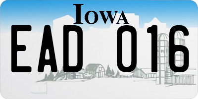 IA license plate EAD016