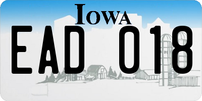 IA license plate EAD018