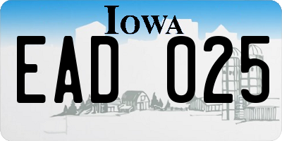 IA license plate EAD025