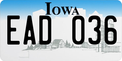 IA license plate EAD036