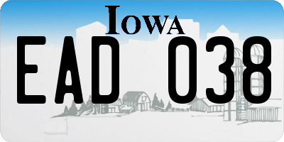 IA license plate EAD038