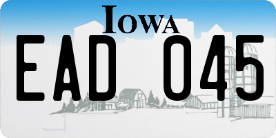 IA license plate EAD045