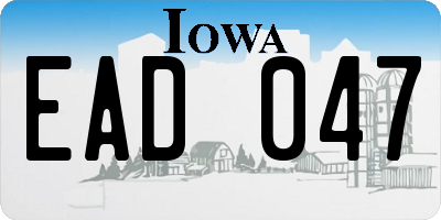 IA license plate EAD047