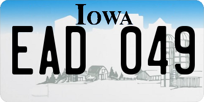 IA license plate EAD049